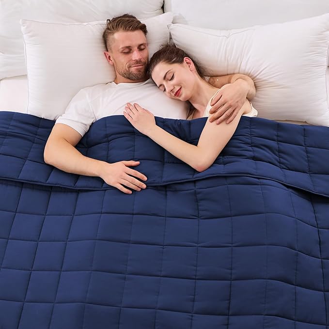yescool Weighted Blanket for Adults (30 lbs, 88" x 104", Blue) Cooling Heavy Blanket for Sleeping Perfect for 290-310 lbs, King Size Breathable Blanket with Premium Glass Bead, Machine Washable