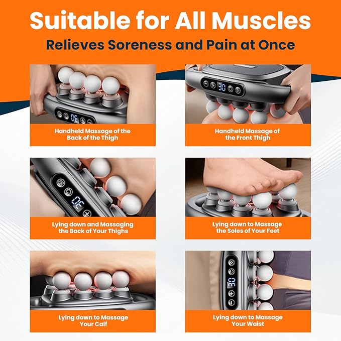 Zevessa Massager - Relief Wave Pro 3, Reliefwave Massager - 16-Head Massage Gun Set, 30 Intensity Levels with 16 Massage Heads, Quiet Percussion Massagers for Legs, Waist, Buttocks Muscles (White)