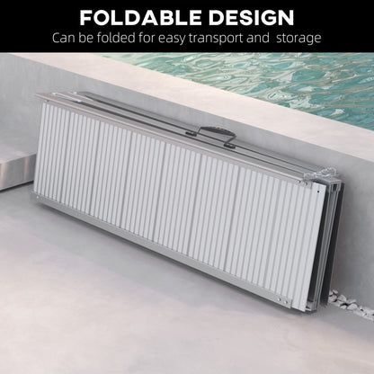 Wheelchair Ramp Aluminum 8 Ft Folding Non-Slip Side Rails 600 LB Portable