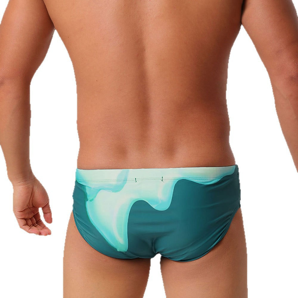 Gradient Flowing-print Triangle Swim Trunks Fashionable