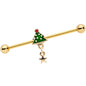 14G Red Gem Star Christmas Tree Dangle Industrial Barbell 38mm