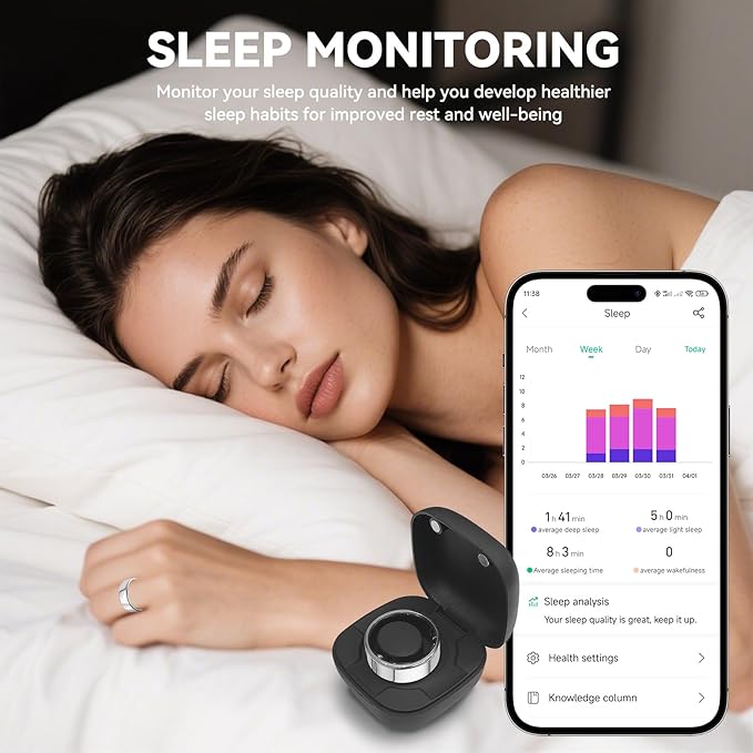 Smart Ring for Men Women with Black Charging Box, Bluetooth, Health Ring , IP68 Waterproof, Fitness Ring Tracks Heart Rate/Sleep/Steps/Sports Activities/Blood Oxygen,non-subscription app (Silver, 9)