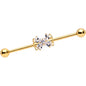 14G Clear CZ Gem Gold Tone Beauty Bow Industrial Barbell 38mm