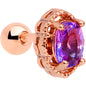 16G 1/4 Purple Tourmaline Rose Gold Tone Cartilage Tragus Earring
