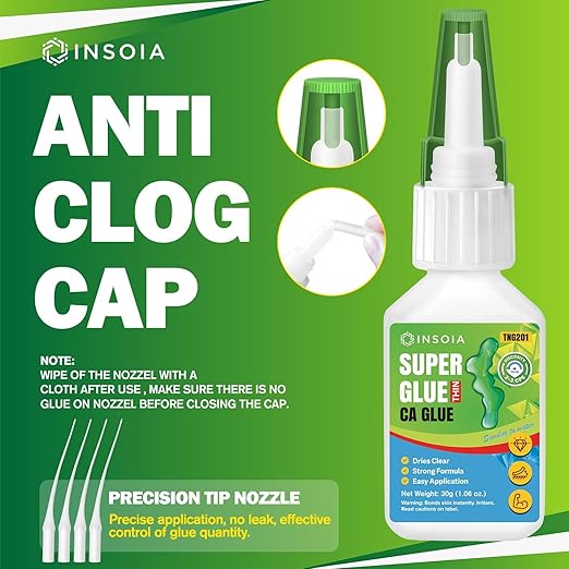 Thin CA Glue, 30g Premium Cyanoacrylate Super Glue Fast Drying 2 CPS Viscosity Adhesive for Woodturning, Pen Making, Hobby, Fossil Prep, Inlays, Hardening, Stabilizing&More