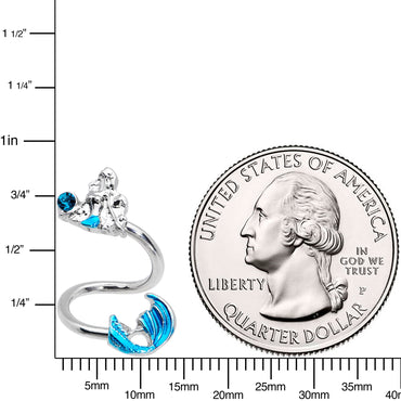 Aqua Gem Blue Mermaid Spiral Twister Belly Ring
