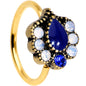 20G 5/16 Clear Blue Gem Gold Tone Heirloom Teardrop Nose Hoop