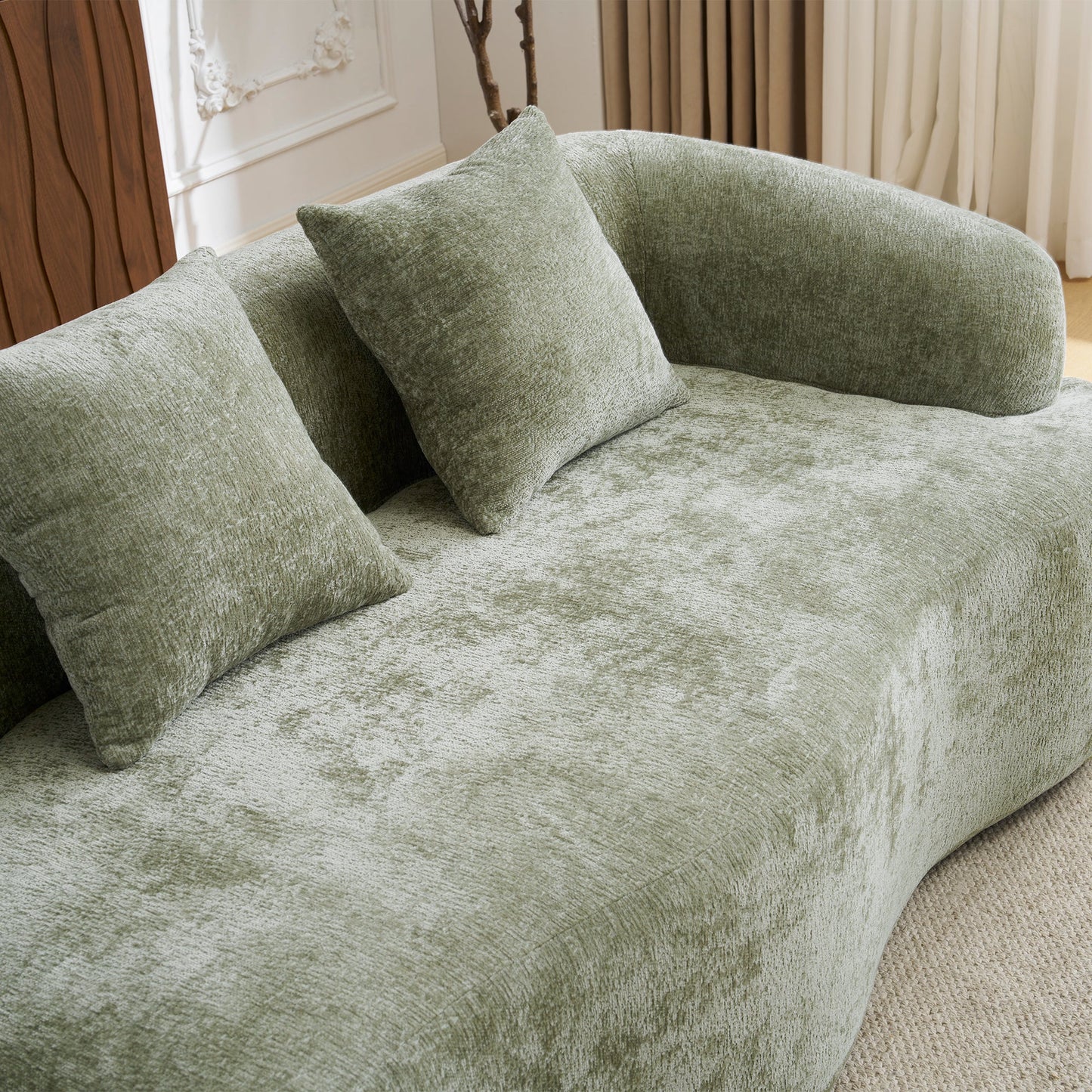 Sectional Sofa L-Shape Chenille Green 4 Seat 104