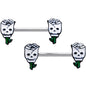 14G 9/16 Skull White Roses Valentine Barbell Nipple Ring Set