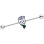 14G Skull White Rose Valentines Industrial Barbell 38mm