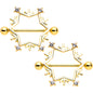 14G 3/4 Clear Gem Gold Tone Snowflake Christmas Nipple Shield Set