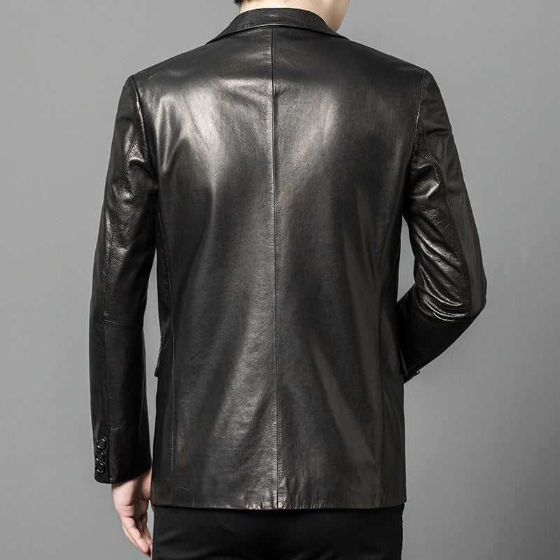High-end Oil-Waxed Sheepskin Fashionable Casual Blazer