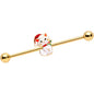 14G Gold Tone Cat Santa Hat Christmas Industrial Barbell 38mm