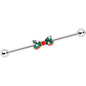 14G Green Red White Bow Christmas Industrial Barbell 38mm