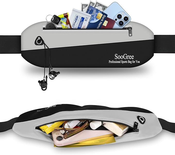 Slim Fanny Packs for Women Men,Waterproof Waist Pack with Reflective Strip Adjustable Strap,Running Belt for Sports Workout Cycling Hiking, Casual Hands-Free Wallets Phone Bag (Style 9)