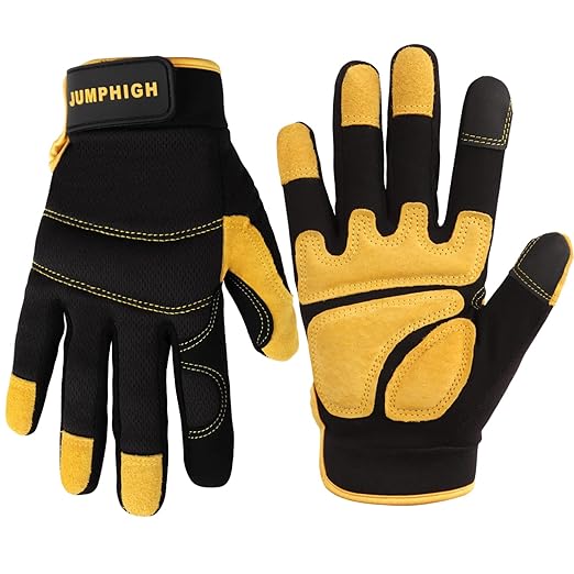 JUMPHIGH Utility Work Gloves Women, UltraLight Safety Work Gloves, MultiFunctional Mechanic Construction DIY Working Gloves, Touchscreen, Flex Grip, Machine Washable