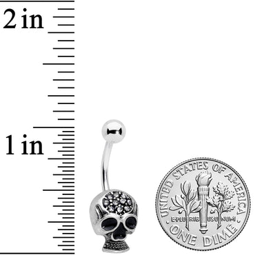 Clear Gem Angular Spooky Goth Skull Halloween Belly Ring