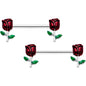 14G 9/16 Red Rose Flower Valentines Barbell Nipple Ring Set