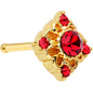 20G 1/4 Red Gem Gold Tone Regal Rhombus Nose Bone