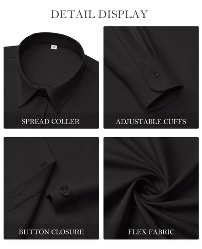 Gleeivy Womens Button Down Dress Shirt Long Sleeve Fitted Black Size XL