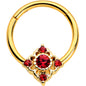 16G 3/8 Red Gem Gold Tone Regal Rhombus Hinged Segment Ring