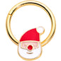 16G 3/8 Gold Tone Smiling Santa Christmas Hinged Segment Ring