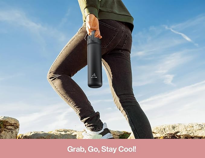 26 oz Insulated Water Bottle with 2-in-1 Straw and Spout Lid, Keep Cold 24H, Leak-Proof, Fits in Car Cup Holder, Stainless Steel Water Bottle for Sports, Travel, and School (Ribbon Whimsy)