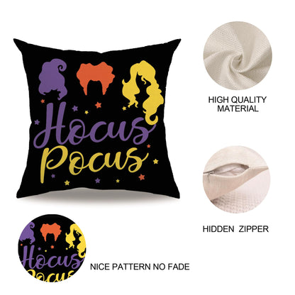 7COLORROOM Halloween Sanderson Sisters Pillow Covers 18x18 Black 4Pack