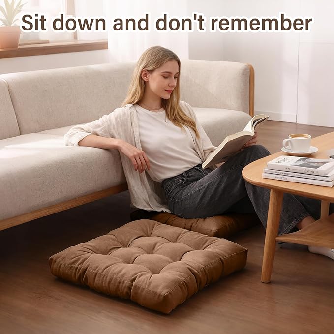 Corduroy square floor pillow for meditation and relaxation
