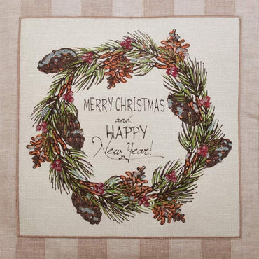 Fennco Styles Merry Christmas and Happy New Year Vintage Table Runner 13 x 72 Inch - Natural Table Cover for Home Décor, Banquets, Holiday Gathering and Special Events