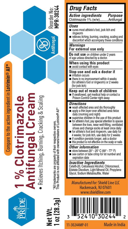 MedPride Clotrimazole 1% Antifungal Cream - 1oz. Tubes - Indv. Boxed - 72/cs.