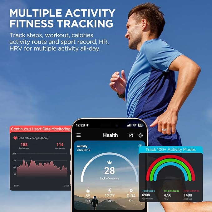 Smart Ring for Women Men, Activity Fitness Tracker with 24/7 Heart Rate Monitor, Waterproof Sleep Tracker Fitness Ring, Step Counter, Calorie Pedometer, No APP Fee,for iOS Android (Silver,#14)