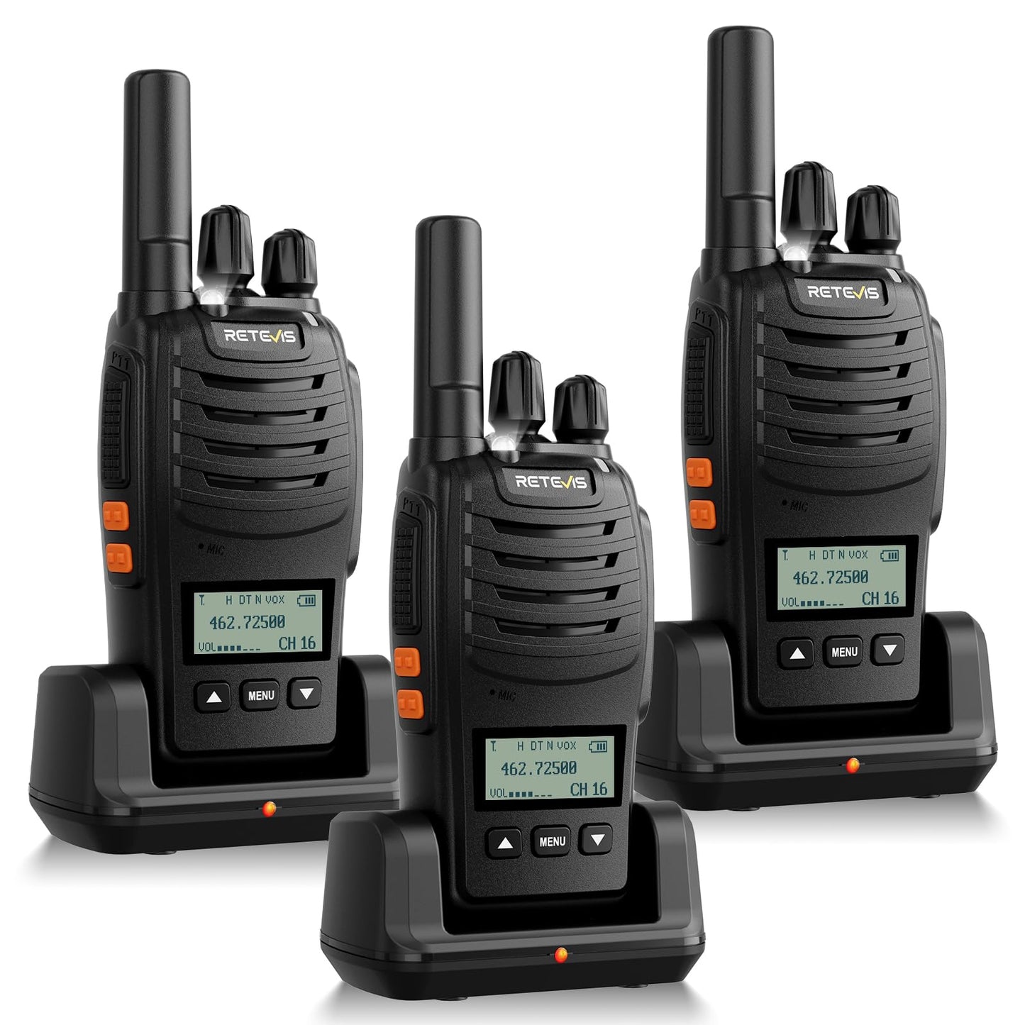 Retevis H-777 Walkie Talkies Rechargeable, 2 Way Radios Long Range, Portable FRS Two-Way Radios, Short Antenna, LED Flashlight, for Adults Family Outdoor (3 Pack)