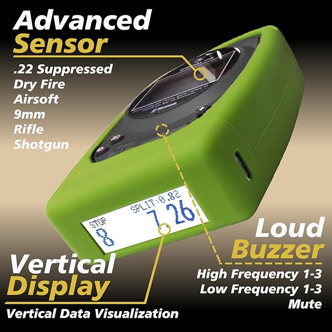 Shot Timer for Shooting - Upgraded Shooting Timer for Training & Dry Fire Practice, Loud Buzzer and Auto-Backlight, Ideal for IPSC, IDPA, USPSA
