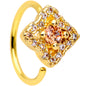 20G 5/16 Yellow Clear CZ Gem Gold Tone Rhombus Royale Nose Hoop