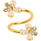 Clear Gem Gold Tone Stylish Splat Spiral Twister Belly Ring