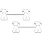 14G 9/16 White Sitting Dog Barbell Nipple Ring Set