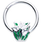 16G 3/8 Springtime White Tulip Flowers Hinged Segment Ring