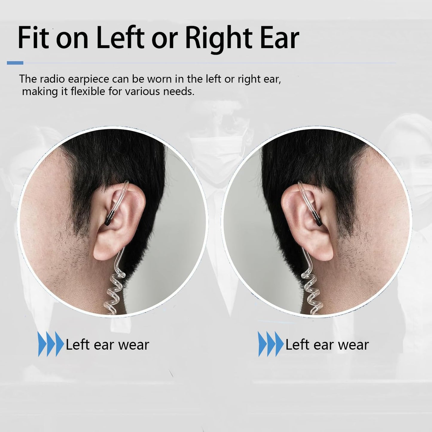 Case of 10, Retevis Walkie Talkies Earpiece with Mic 2 Pin Acoustic Tube Headset, for RT22 RT21 RT68 H777, Compatible with Pxton Baofeng BF-888S BF-T26 Kenwood walkie talkie, Two Way Radio Earpiece