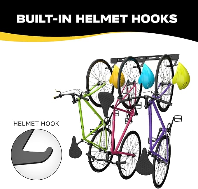 Bike Storage Rack Wall Mount Bike Rack | Steel Bike Mount Wall | Adjustable Bike Hangers for Garage (2 Bike Rack)