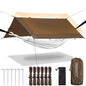 Camping Tarp Tent Portable Multifunctional Bushcraft Backpacking Tear-Resistant Fabric Rain Fly Tarps Awning Shelter Lightweight Waterproof Tarp(10×10 tarp)