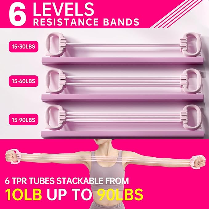 Resistance Bands with Handles, Single Resistance Bands, Exercise Bands with Comfortable Handles, Resistance Training, Physical Therapy, Home Workouts, Fitness, Pilates