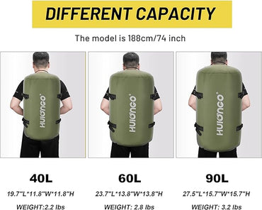 40L/60L/90L Large Waterproof Duffle Bag Backpack for Men, Mens Duffel Backpack Bags for Traveling, Heavy Duty (Green, 40L)