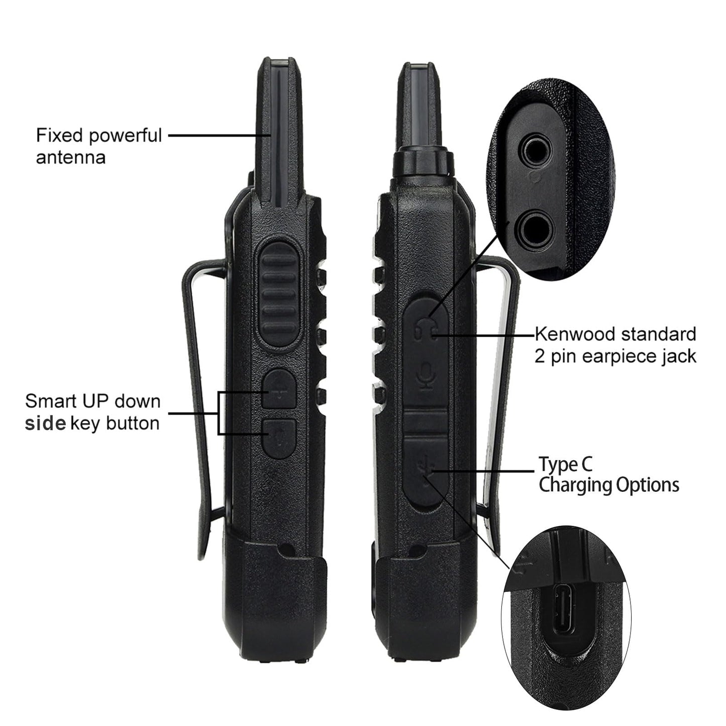 Retevis RT22 Two Way Radio Long Range Rechargeable,Portable 2 Way Radio, USB-C Charging, Handsfree Walkie Talkies for Adults Cruise Hiking Camping(4 Pack)