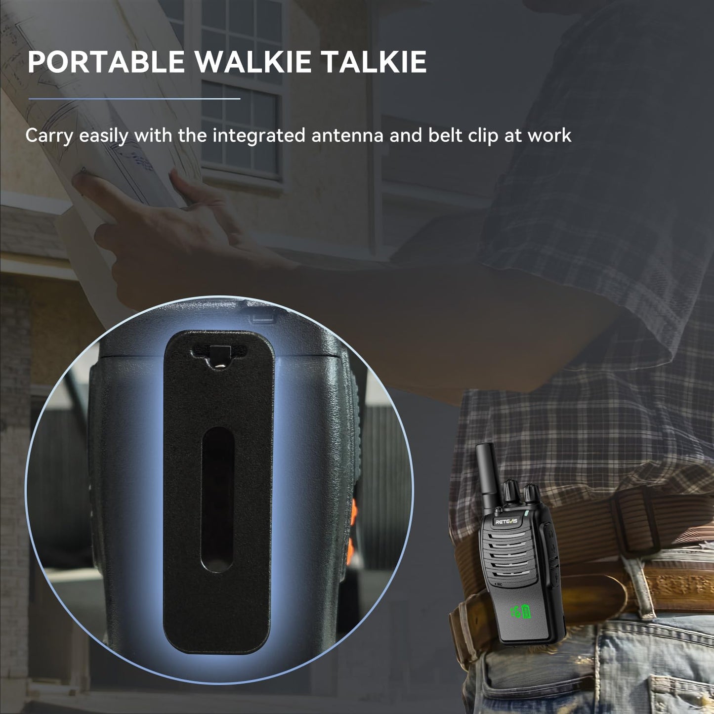 Retevis H-777 2 Way Radios, Walkie Talkies for Adults, Rechargeable Long Range Two Way Radio, Shock Resistant, Short Antenna for Business Education(10 Pack)