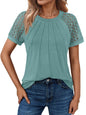 Women's Summer Lace Top Short Sleeve Business Casual Blouse
