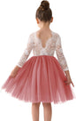 Girls Tulle Flower Girl Dress - Lace Back A-Line Party Dress