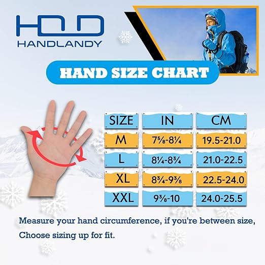 HANDLANDY Waterproof Insulated Work Gloves, 3M Thinsulate Thermal Winter Gloves for Men Women Touch Screen, Warm Ski Snowboard Cold Weather Gloves (XL, Blue)