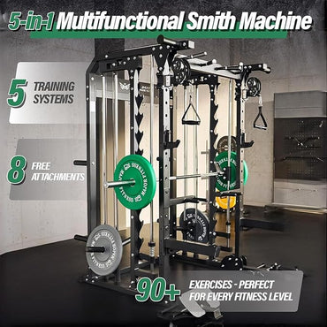B52 Machine Home Gym with Power Rack, Cable Crossover, Dual Pulley System, Landmine, and Multi-Grip Pull-Up Bar – Heavy-Duty Fitness Equipment for Strength Training and Full-Body Workouts