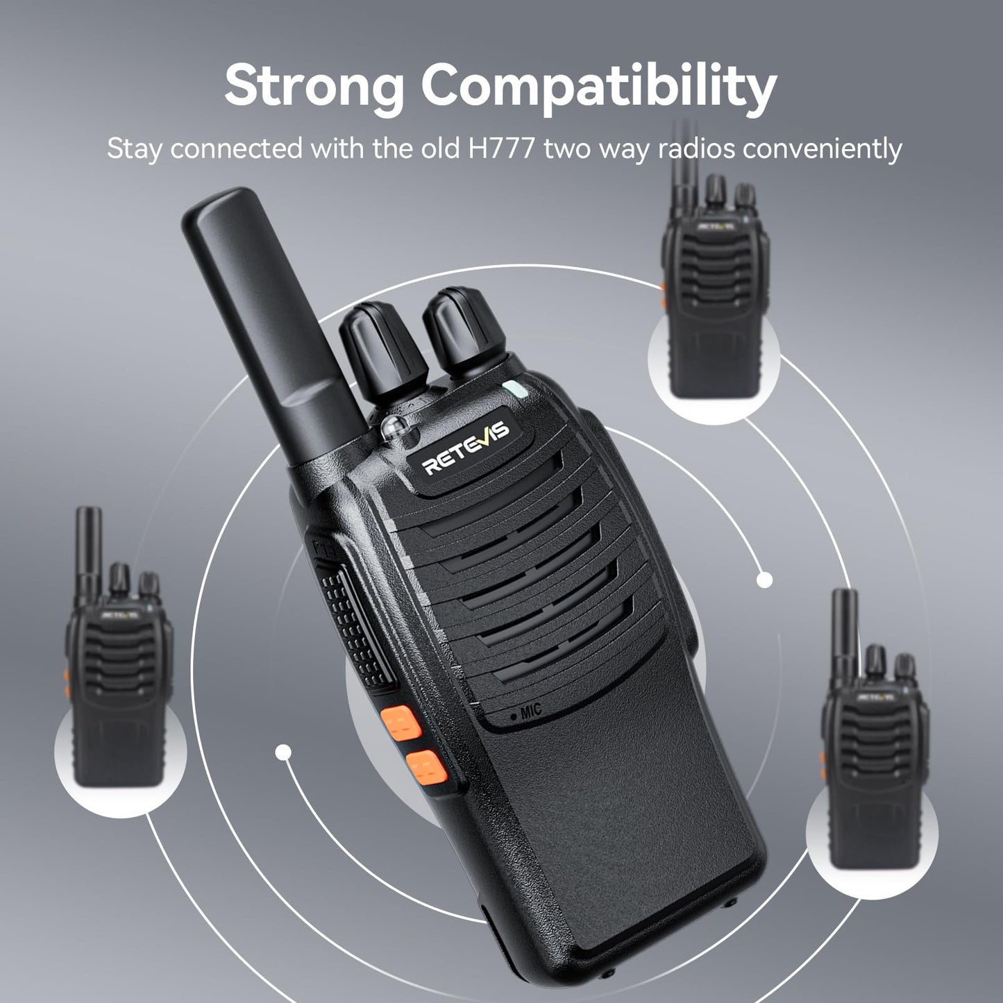 Retevis H-777 2 Way Radios, Walkie Talkies for Adults, Rechargeable Long Range Two Way Radio, Shock Resistant, Short Antenna for Business Education(10 Pack)